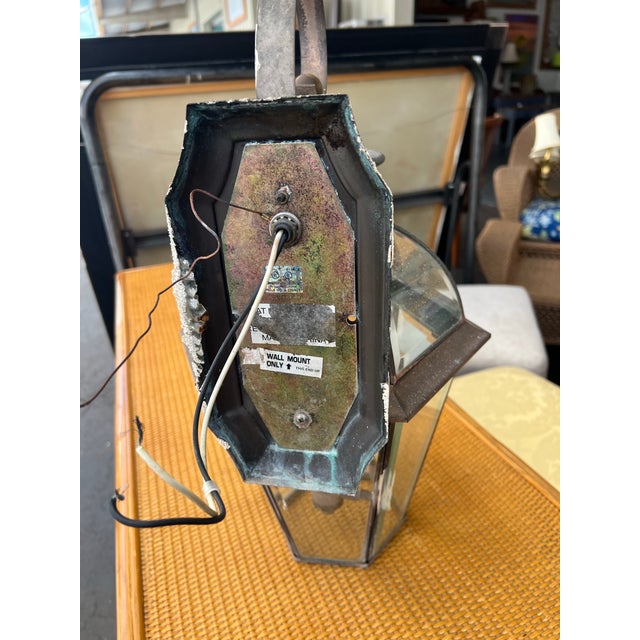 Vintage Outdoor Copper Light Fixture For Sale - Image 4 of 4