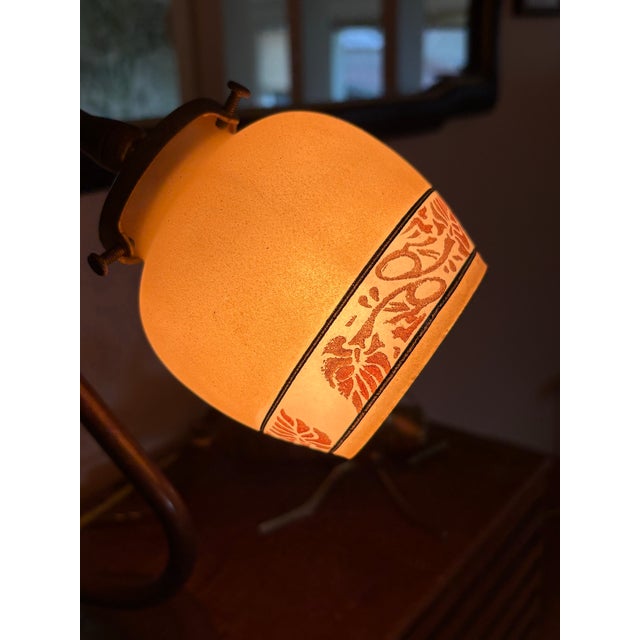 Art Nouveau Vintage Arts & Crafts Style Satin Glass Desk Lamp For Sale - Image 3 of 8
