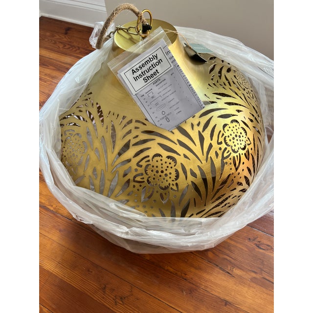 Moroccan Morris & Co Marigold Brass Chandelier Pendant For Sale - Image 3 of 13