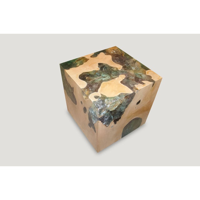 2010s Andrianna Shamaris St. Barts Aqua Side Table For Sale - Image 5 of 5