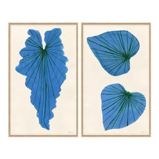 Blue Palm, Blue Ivy Framed Art Prints - Set of 2 by Susan Hable For Sale