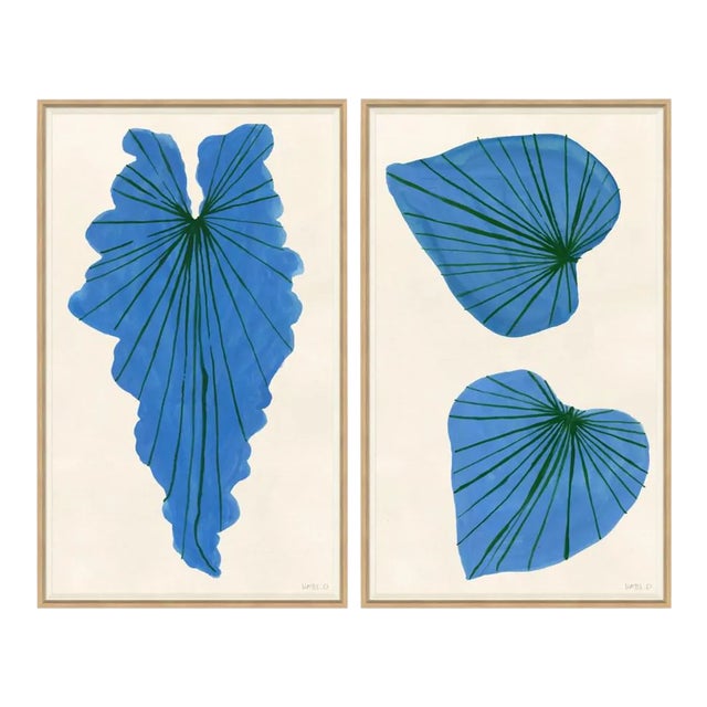 Blue Palm, Blue Ivy Framed Art Prints - Set of 2 by Susan Hable For Sale