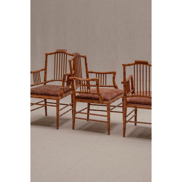 Italian Faux Bamboo Armchairs, 1970s, Set of 4 For Sale - Image 12 of 16