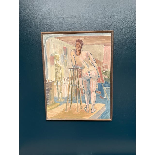 Olle C, Female Model in the Studio, 1977, Oil Painting on Canvas, Framed For Sale - Image 7 of 18