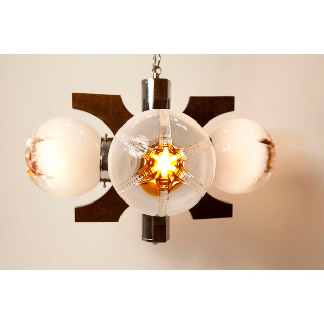 1960s Murano 4-Light Chandelier in Teak from Mazzega, 1960 For Sale - Image 5 of 18