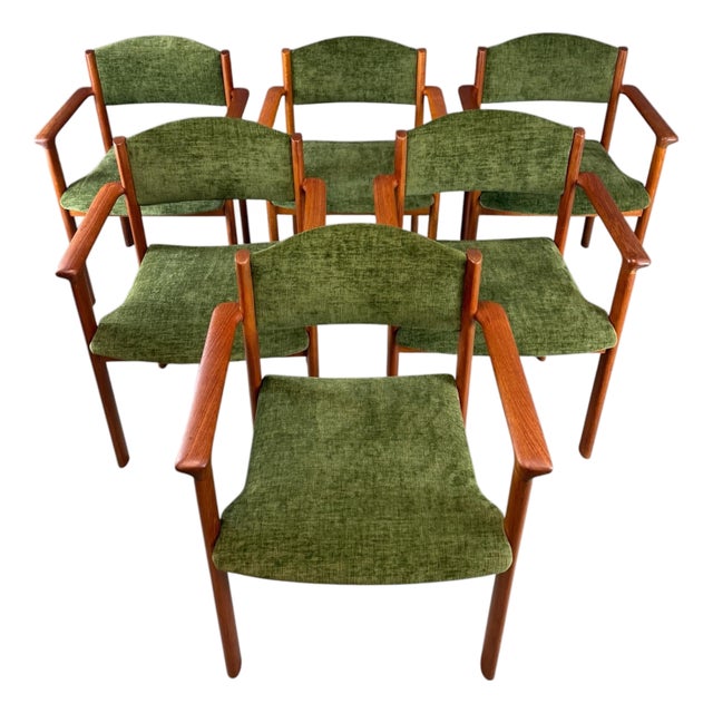 Set of Six Scandinavian Modern Teak Stacking Armchairs, Denmark or Norway, 1970s For Sale