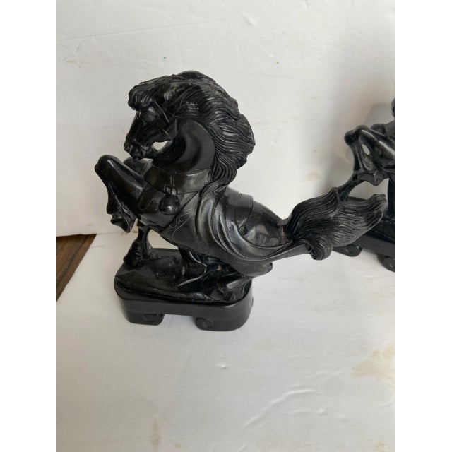 Mid-Century Modern Mid-Century Modern Raging Horses Blank Onyx Bookends - a Pair For Sale - Image 3 of 9