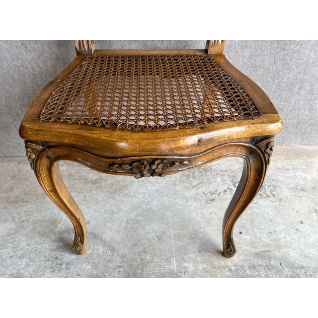 Wood Rare Antique C1800s French Louis XV Style Cane Back Seat Chair by Paine Furniture Company Boston For Sale - Image 7 of 17