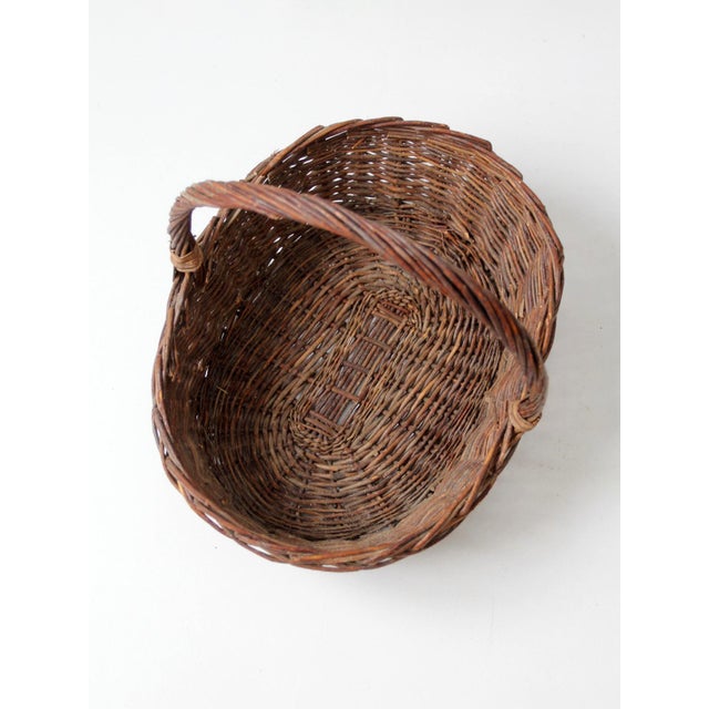 Vintage Wicker Gathering Basket For Sale - Image 10 of 14
