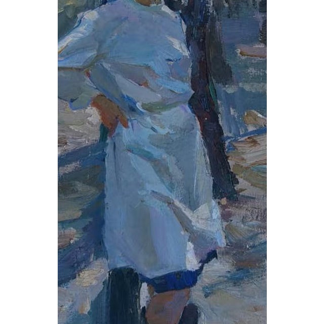 Original Oil Painting: Young Nurse Portrait, Ukrainian Art, 1980s 68-45 For Sale - Image 4 of 6