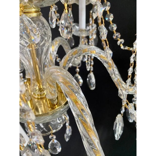 French Regency Style Crystal With Gold Frame Chandelier, Custom Shades, 12 Arms For Sale - Image 12 of 12