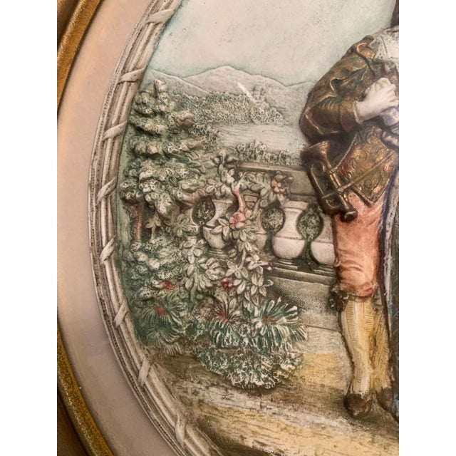 Vintage Antique Gold Gilded Romantic Couple Wall Hanging Hand Painted 3d, Wall Decor For Sale In Miami - Image 6 of 11