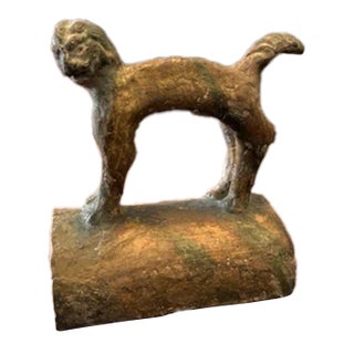 Antique Chinese Terra Cotta Animal Roof Tile on Curved Base For Sale