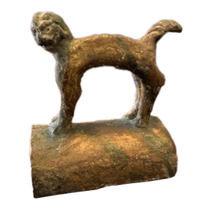Antique Chinese Terra Cotta Animal Roof Tile on Curved Base