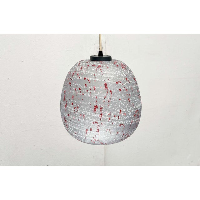 Mid-Century Modern German Space Age Glass Pendant Lamp with Red Paint Splashes, 1960s For Sale - Image 10 of 18