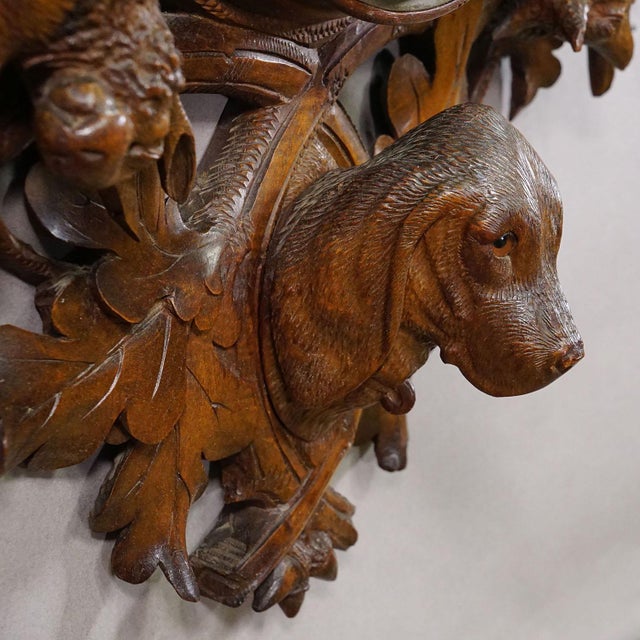 Large Wooden Carved Black Forest Weather Station With Deer For Sale - Image 13 of 13