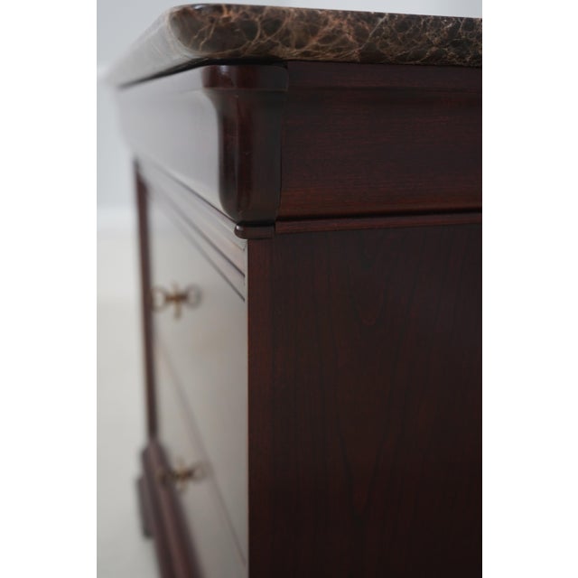 Pair Stickley Marble Top Empire Cherry Nightstands For Sale - Image 15 of 18