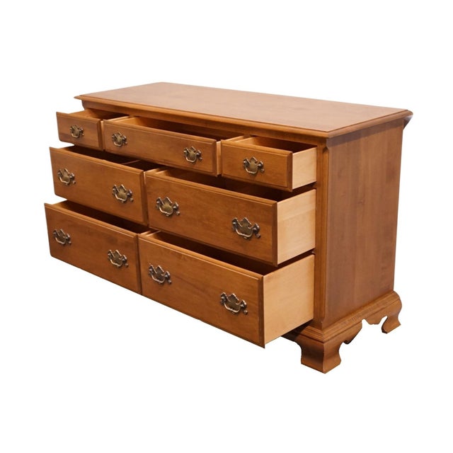 Wood Ethan Allen Heirloom Nutmeg Maple Colonial Early American 54" Double Dresser 10-5302 For Sale - Image 7 of 14