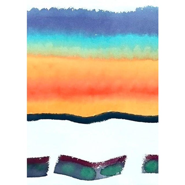 Wood Framed Abstract Joe Orffeo Watercolor Painting For Sale - Image 7 of 12