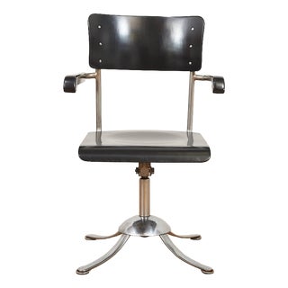 Metal Swivel Desk Chair with Molded Plywood Seat and Back by Rudolf Vichr for Vichr a Spol, Prague, Former Czechoslovakia, 1930s For Sale
