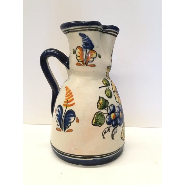 French 19th Century French Glazed Terracotta Pitcher Handmade & Hand-Painted For Sale - Image 3 of 8
