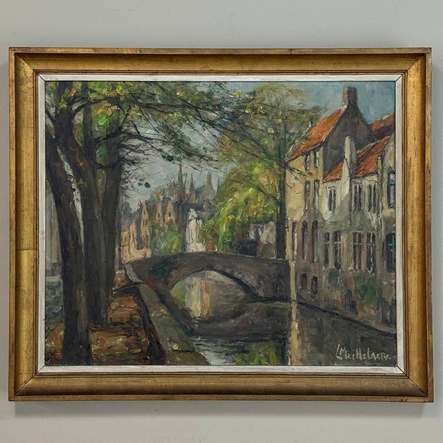 Framed Oil on Canvas by Léon Mechelaere (1880-1964) 'Pont De L’Hydromel' For Sale In Dallas - Image 6 of 16