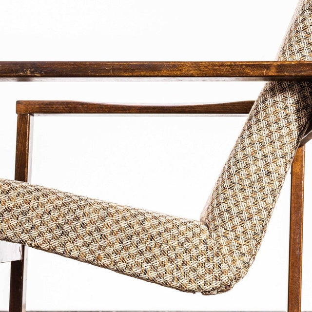 Vintage Lounge Chair with Square Frame and Off-White Diamond Pattern, 1950s For Sale - Image 3 of 11