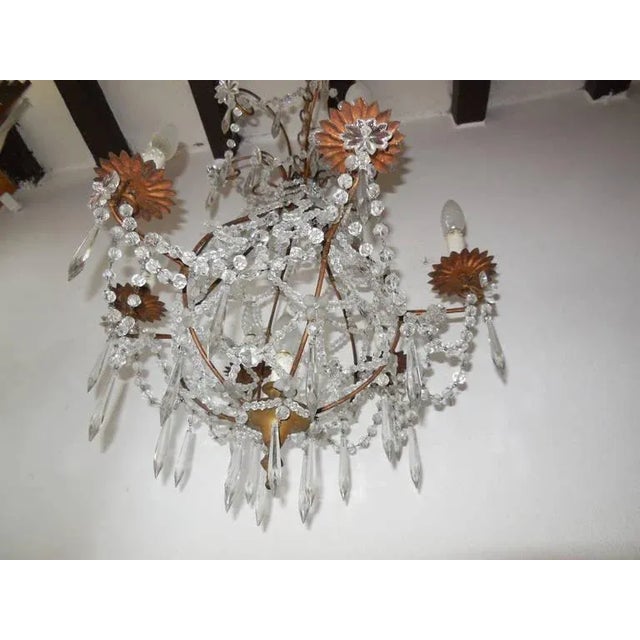 1940s French Beaded Balloon Crystal Chandelier, Circa 1940 For Sale - Image 5 of 11