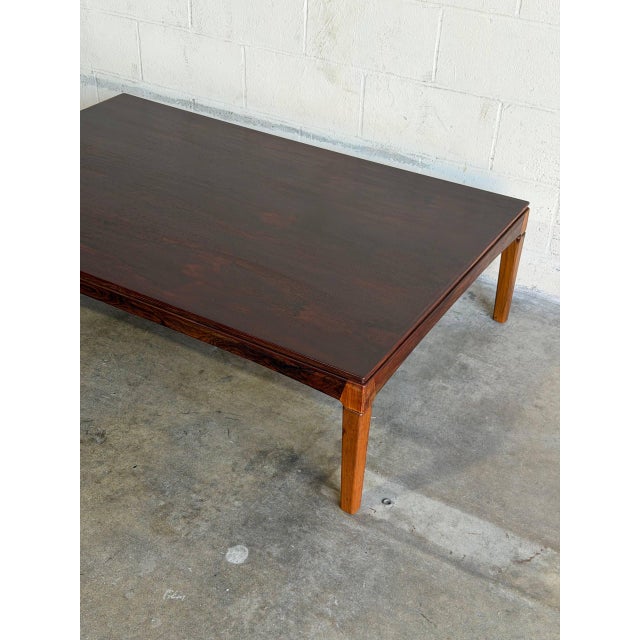 Brown Large Danish Mid-Century Modern Rosewood Coffee Table — Vintage Scandinavian Design 1960s For Sale - Image 8 of 10