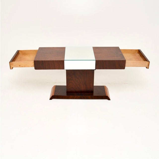 Art Deco Walnut Mirrored Coffee Table, 1930 For Sale - Image 4 of 12