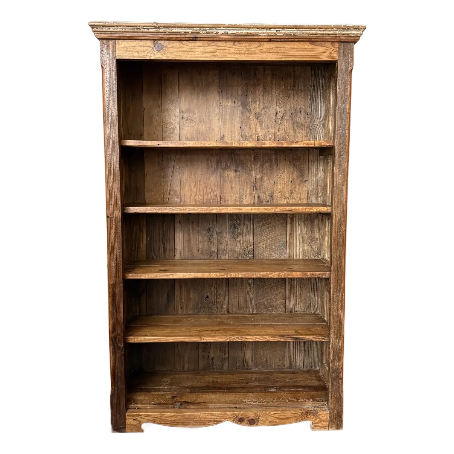 Vintage Rustic Solid Reclaimed Wood Farmhouse Bookcase | Chairish