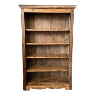 Vintage Rustic Solid Reclaimed Wood Farmhouse Bookcase For Sale