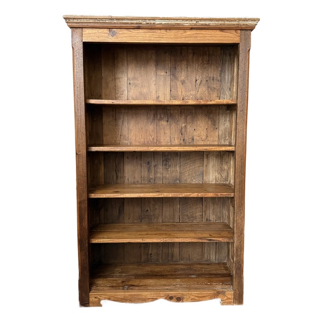Vintage Rustic Solid Reclaimed Wood Farmhouse Bookcase For Sale