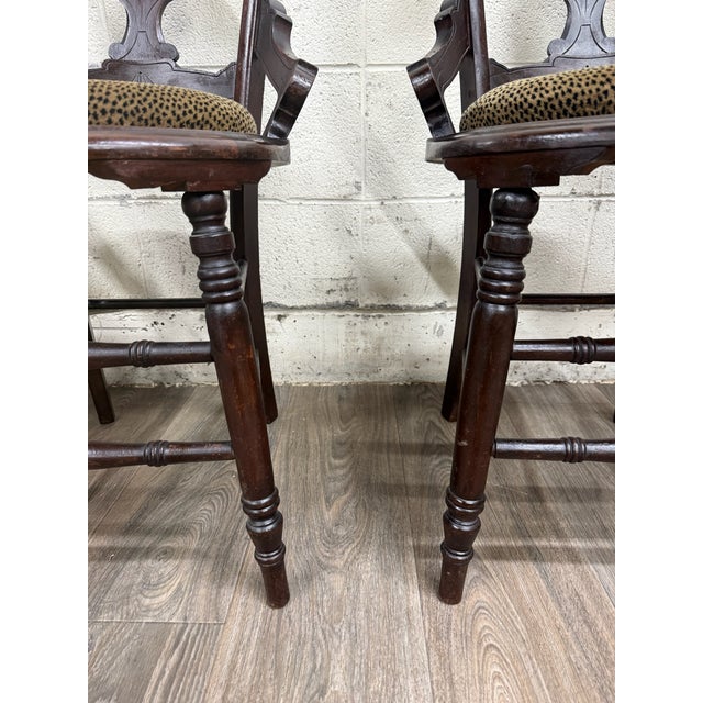 Antique Victorian Eastlake Style Walnut Dining Arm Chairs - Set of 4 For Sale In Kansas City - Image 6 of 14