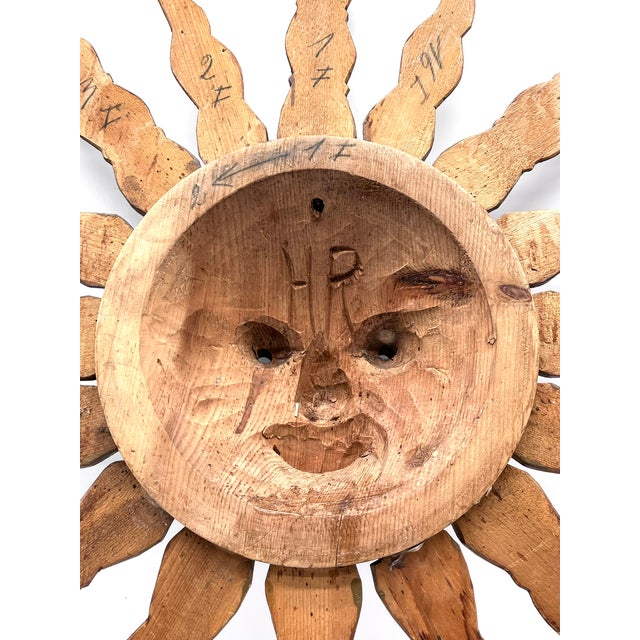 Brown Mid-Century Sun Face Wall Mask from Hermann Reichegger, South Tyrol, 1950s For Sale - Image 8 of 14