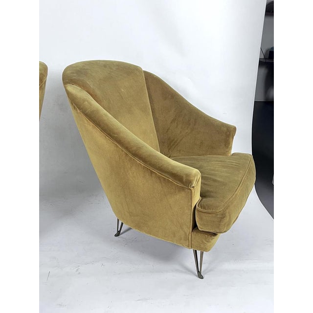 Metal Set of Armchairs attributed to Gio Ponti for Isa Bergamo, Italy, 1950s For Sale - Image 7 of 15