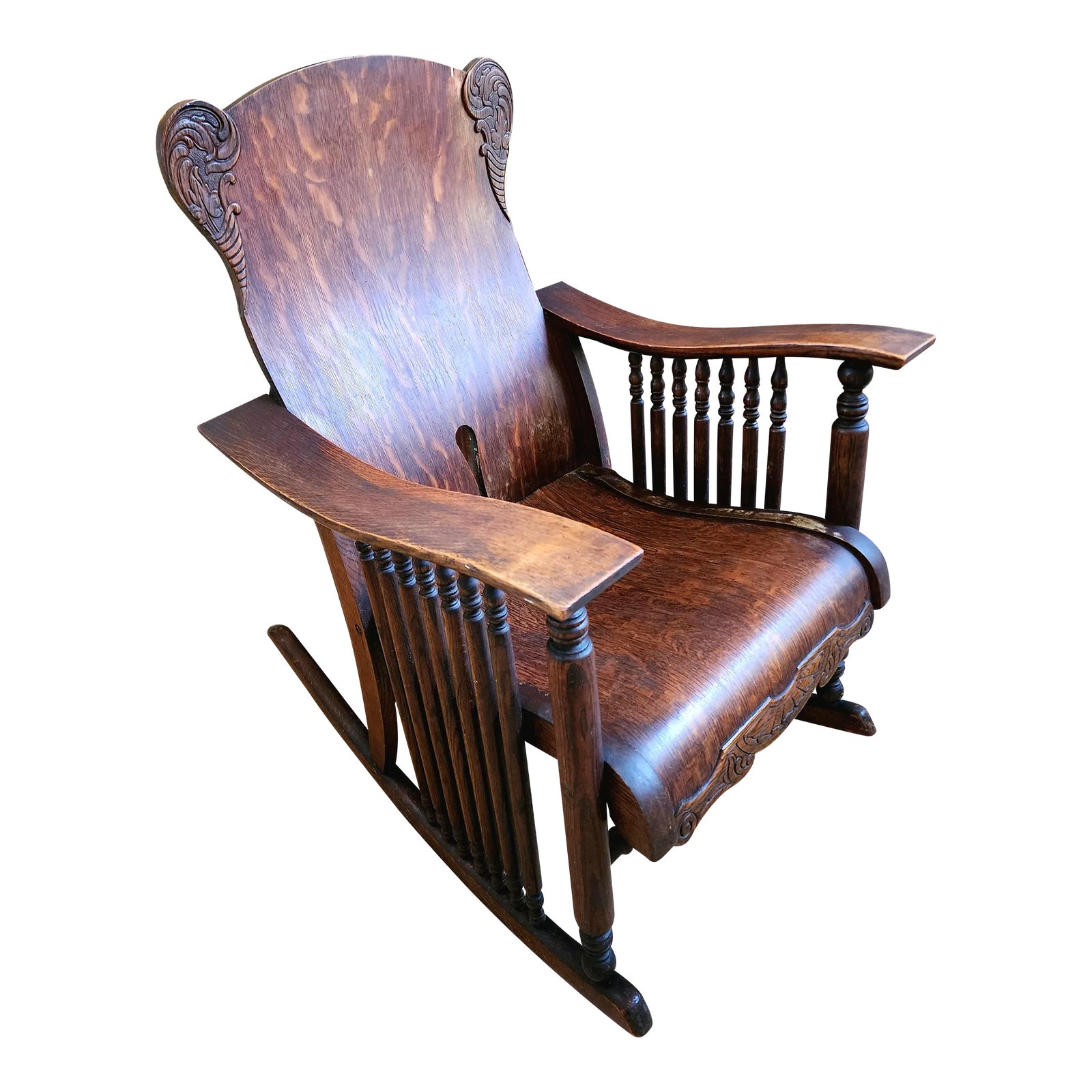 Late 1800's Antique Oak Rocking Chair Made in New York by S K Pierce ...