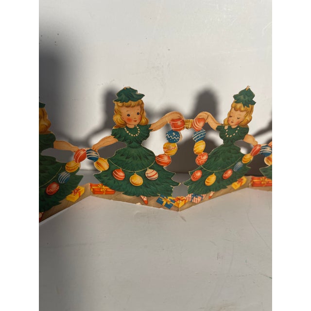 Two Antique Paper Cut Christmas Garlands Santa For Sale In Miami - Image 6 of 7
