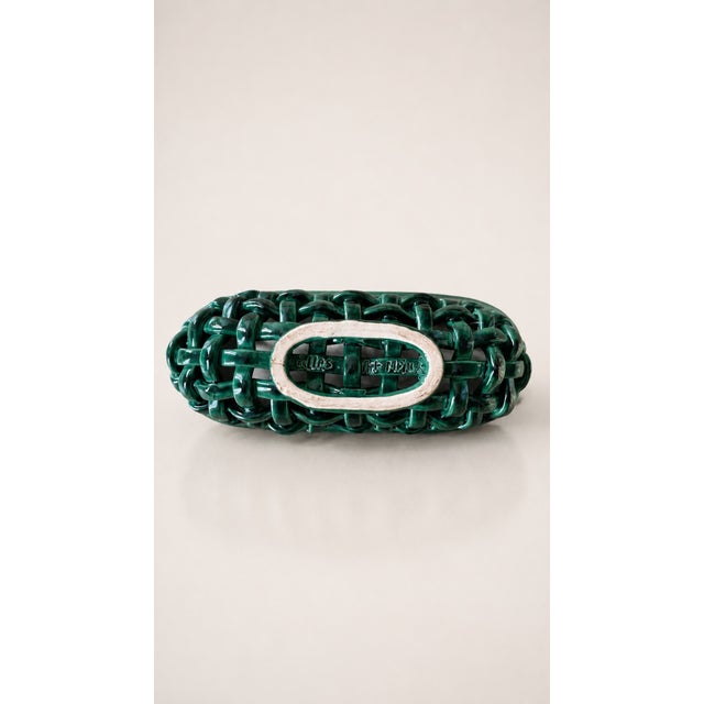 Green Ceramic Basket by Idlas, 1958 For Sale - Image 4 of 7