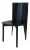 Italian Designer Postmodern Black Lacquer Wood and Leather Side Chair For Sale
