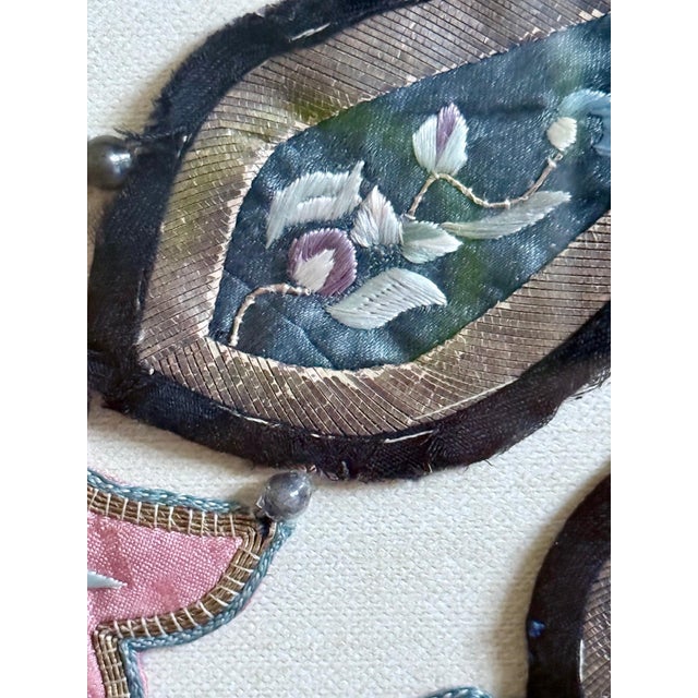 Framed Chinese Antique Embroidery Silk Collar Qing Dynasty For Sale - Image 4 of 17