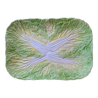 Vintage Majolica Style Cabbage Platter by Tastesetter Sigma For Sale