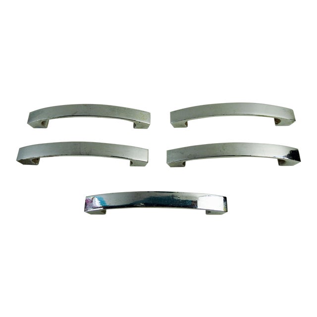 Mid Century Modern Chrome Draw Cabinet Pulls Set Of 5 Chairish