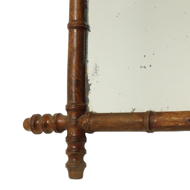 Antique Chinoiserie Faux Bamboo Mirror in Wood For Sale - Image 6 of 15