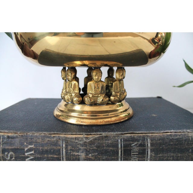 Mid-Century Modern Vintage Brass Figural Pedestal Bowl For Sale - Image 3 of 6