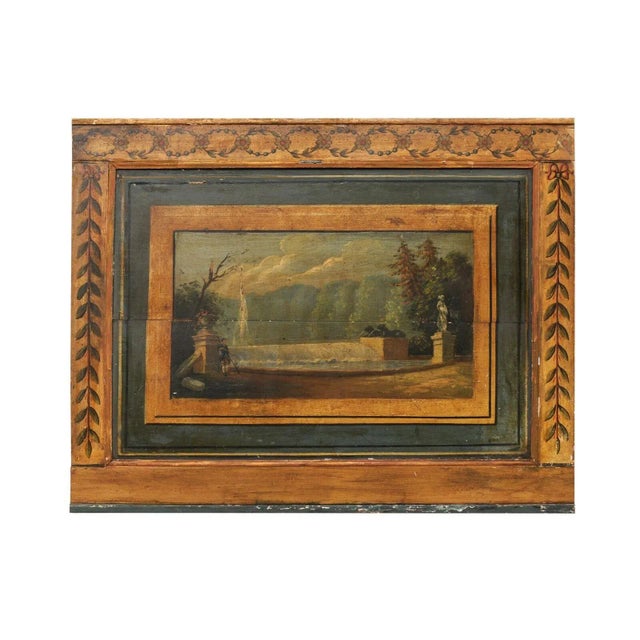 French Wood Plaque with Painted Landscape For Sale - Image 11 of 12