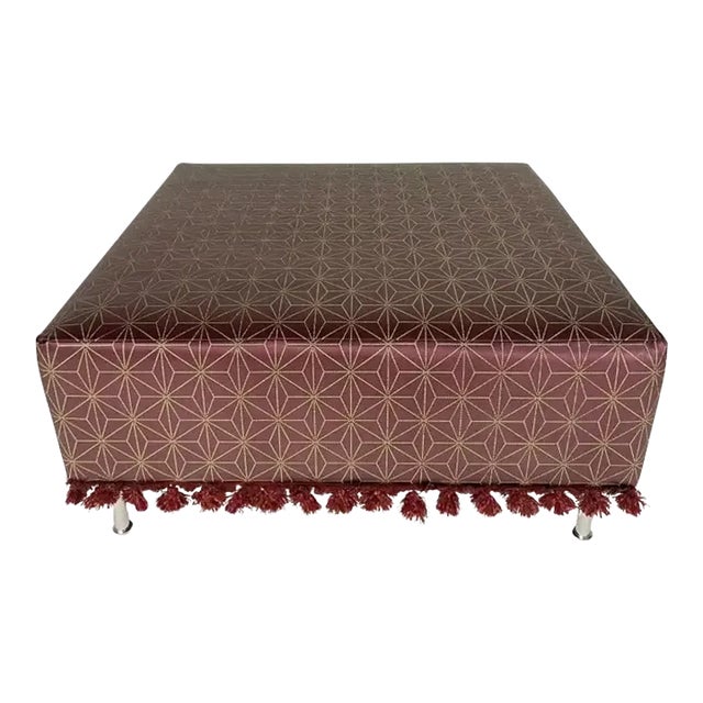 Modern Moroccan Embossed Leather Ottoman, Usa For Sale
