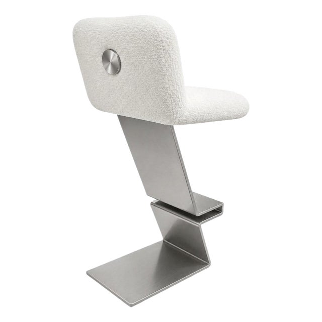 Tend Bar Stool in Boucle Fabric with Wood and Steel by Christophe Perichon For Sale