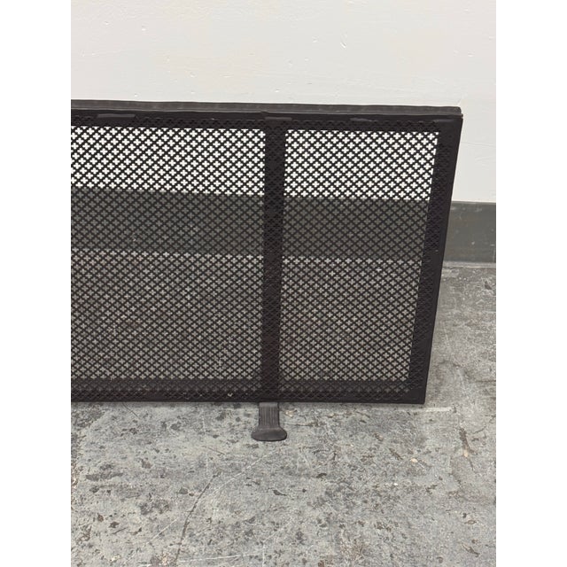 Metal Quatrefoil Pierced Iron Fireplace Screen, Vintage For Sale - Image 7 of 12