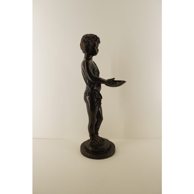 Vintage Classical Figurative Statue Holding Seashell on Round Base For Sale - Image 11 of 18